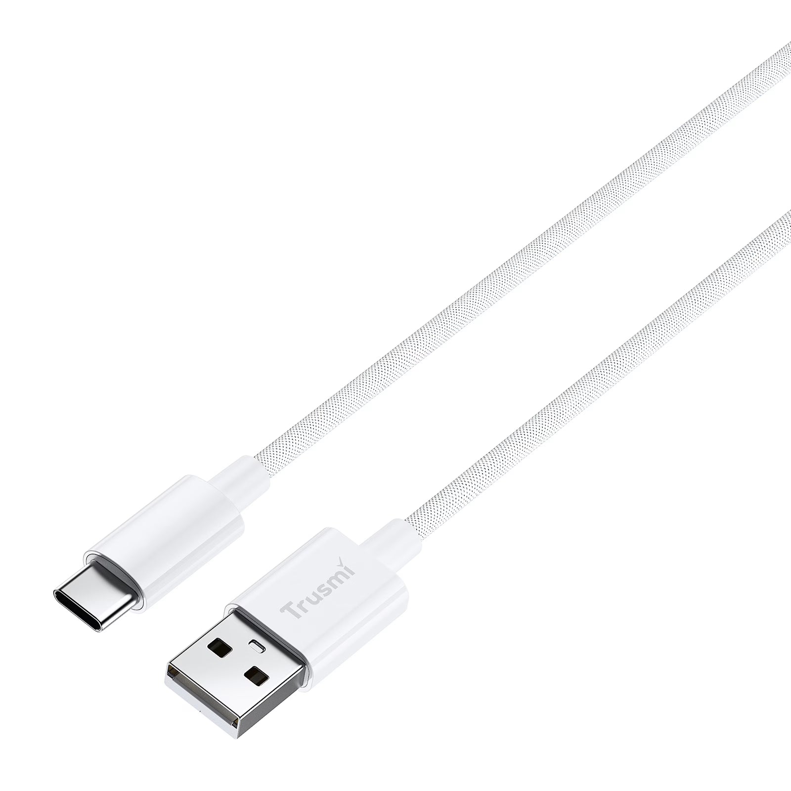 3A A To C Braided Charging Cable White 1M