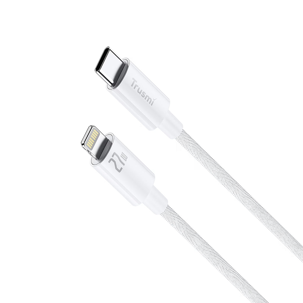 27W C To L Braided Charging Cable White 2M