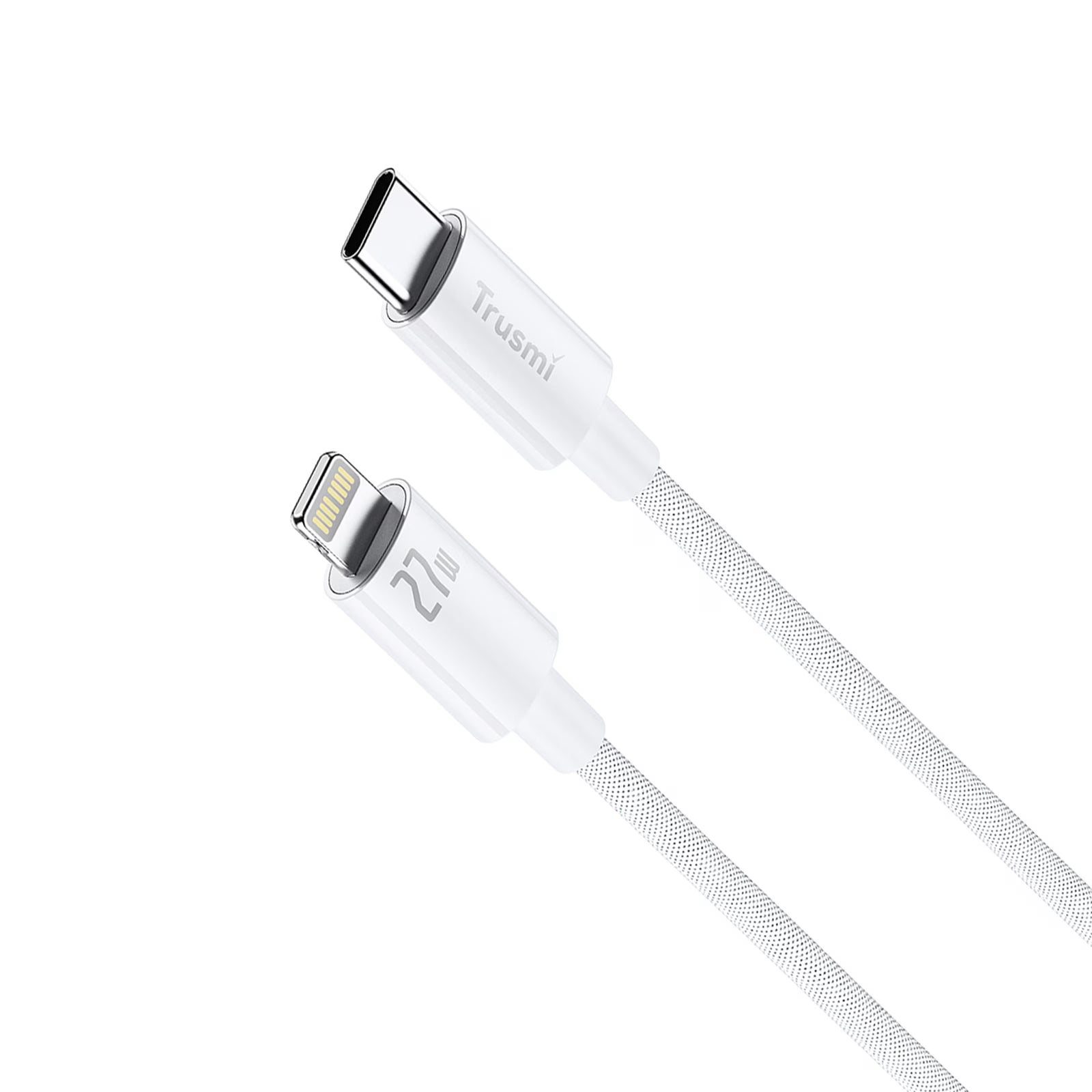 27W C To L Braided Charging Cable White 2M