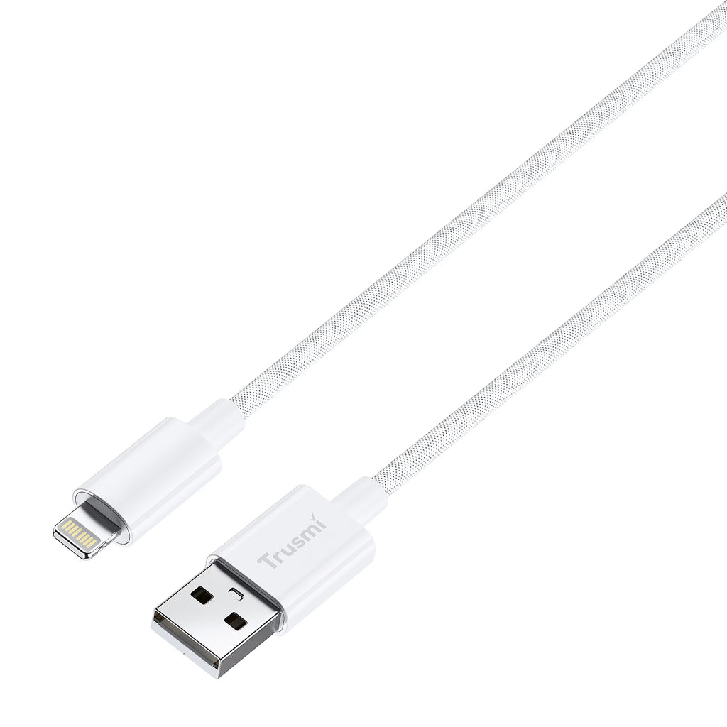 2.4A A To L Braided Charging Cable White 1M