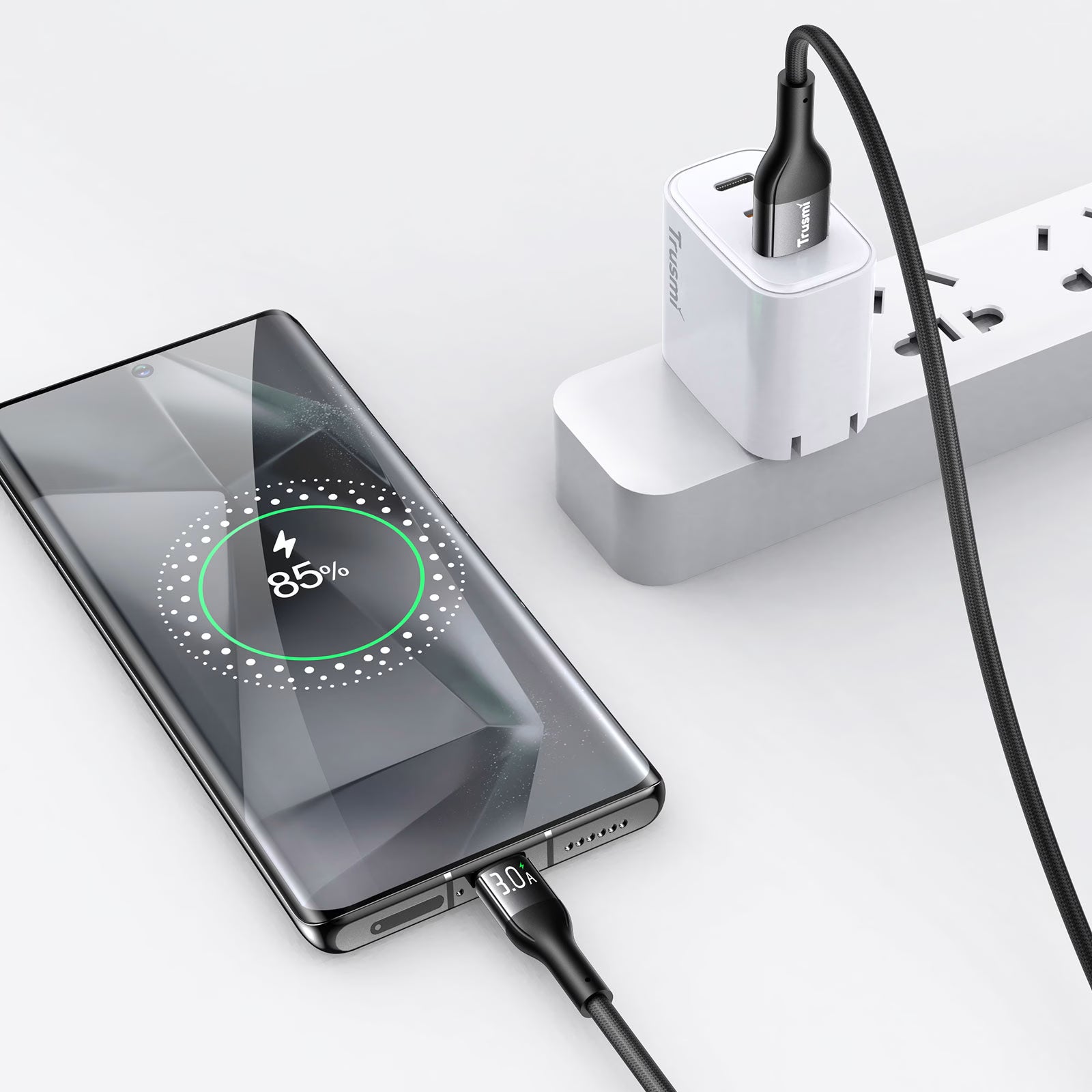 3A AC LED Aluminum Alloy Braided Cable