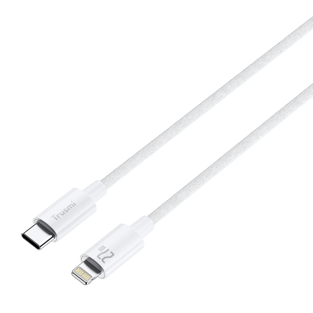 27W C To L Braided Charging Cable White 1M