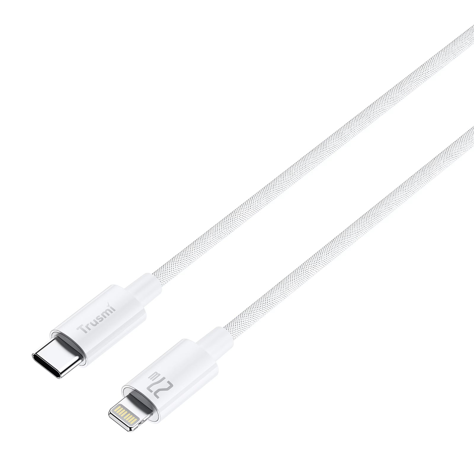 27W C To L Braided Charging Cable White 2M