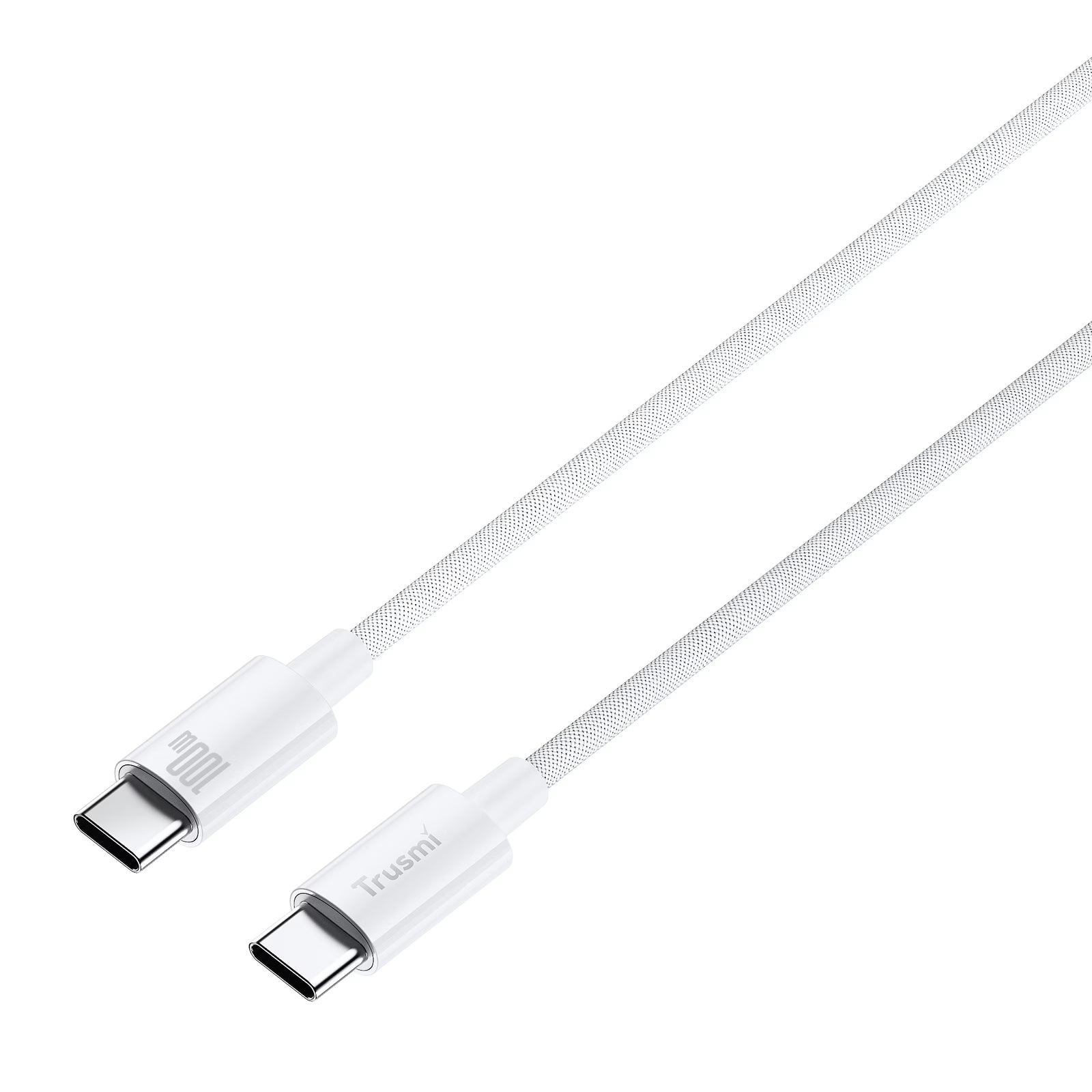 100W C To C Braided Charging Cable White 3M