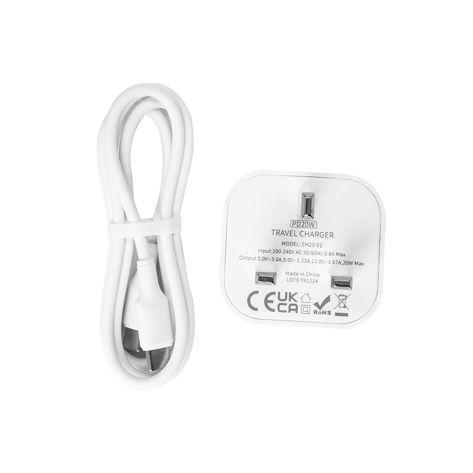 PD20W Single C Charger Set With C TO C 60W Cable(UK) White