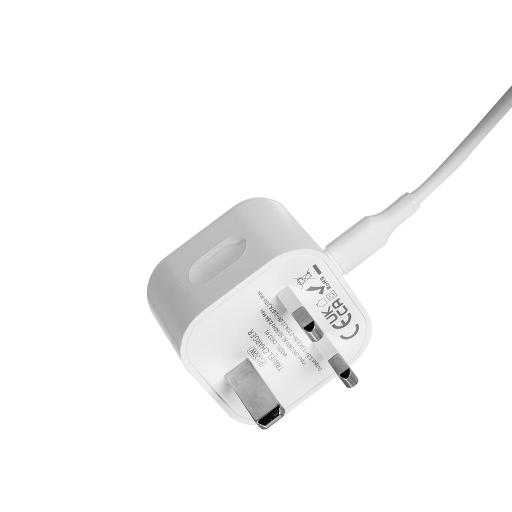 PD20W Single C Charger Set With C TO C 60W Cable(UK) White