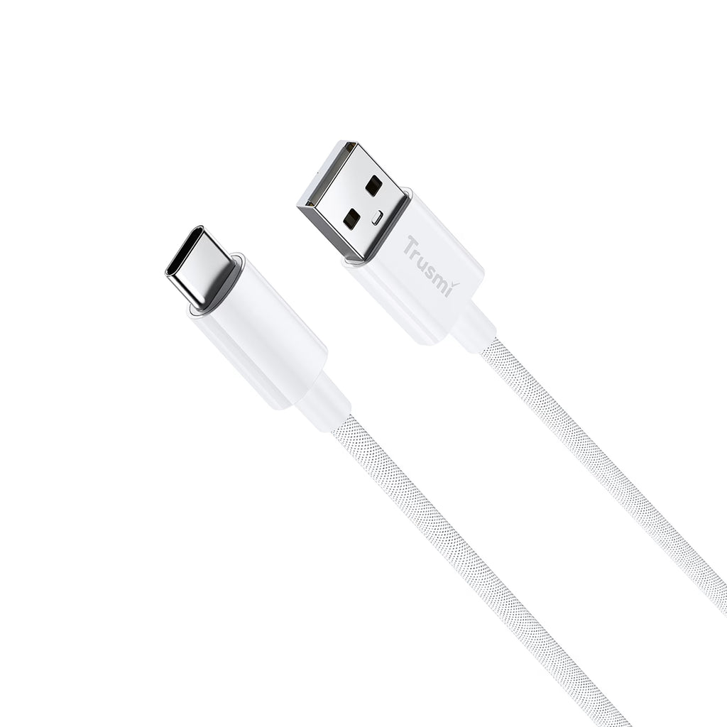 3A A To C Braided Charging Cable White 1M
