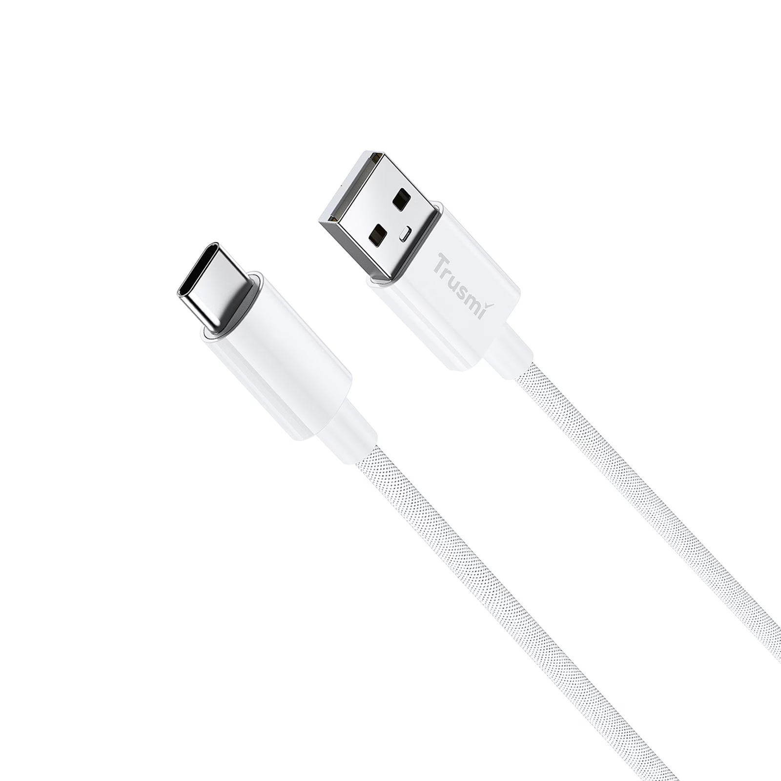 3A A To C Braided Charging Cable White 1M