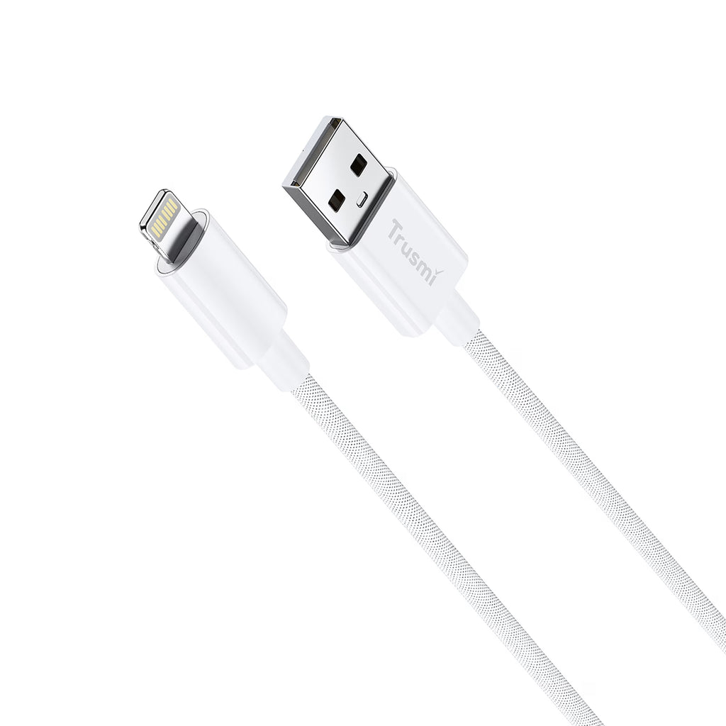 2.4A A To L Braided Charging Cable White 1M