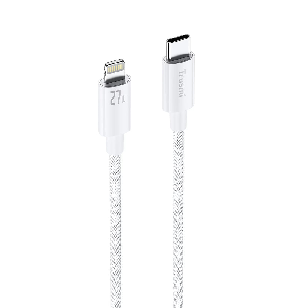 27W C To L Braided Charging Cable White 3M
