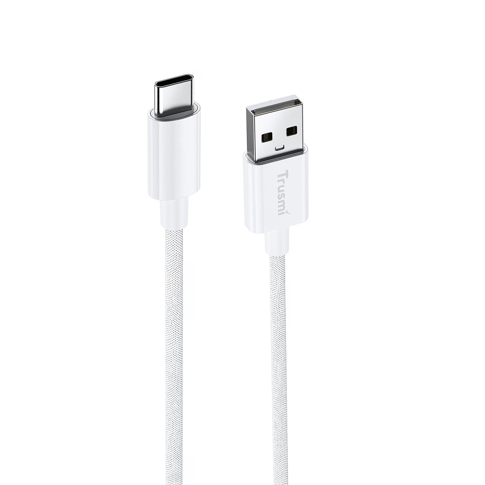 3A A To C Braided Charging Cable White 1M