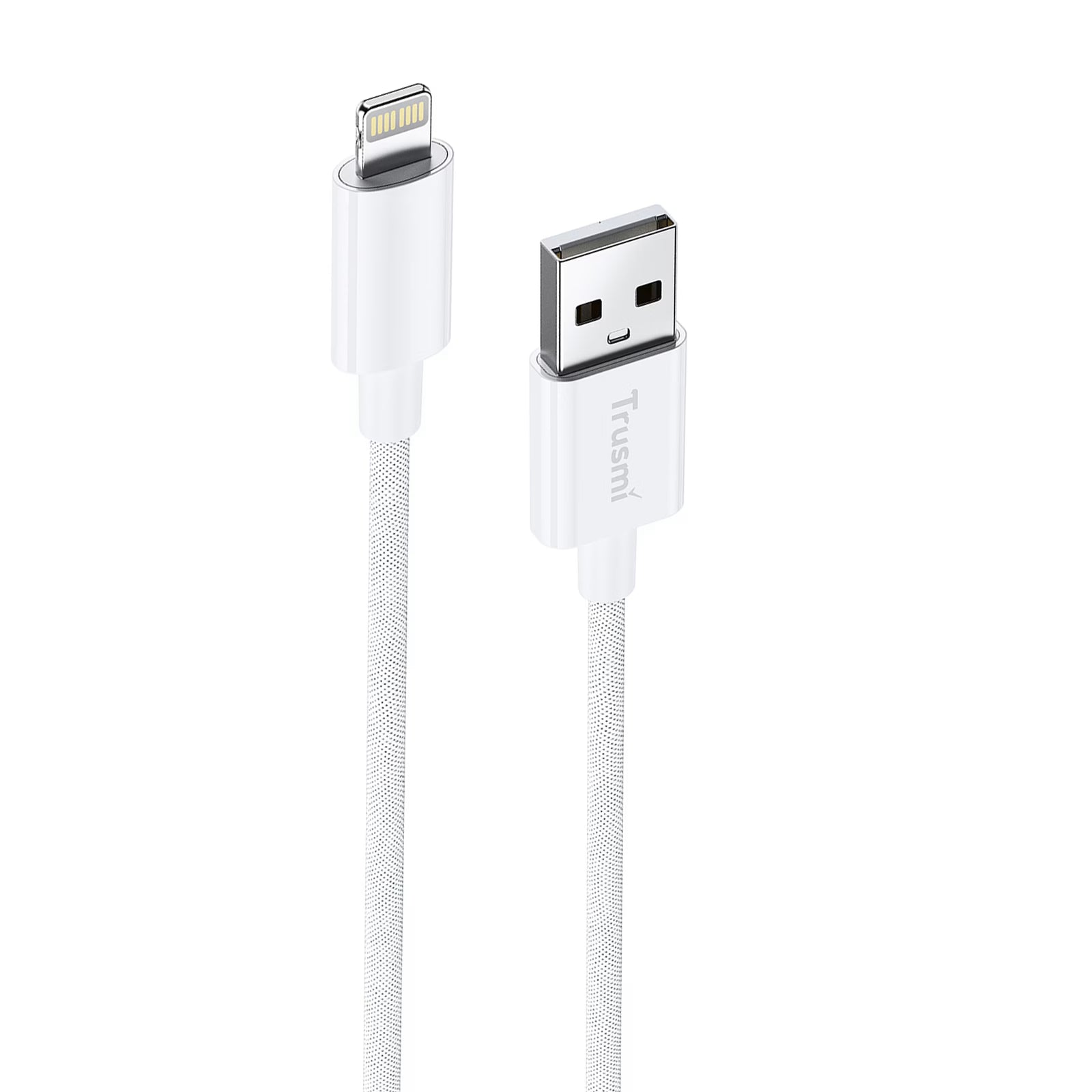 2.4A A To L Braided Charging Cable White 1M