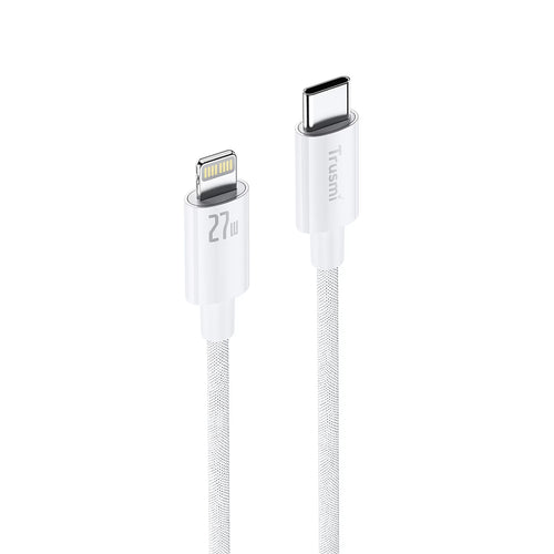 27W C To L Braided Charging Cable White 2M