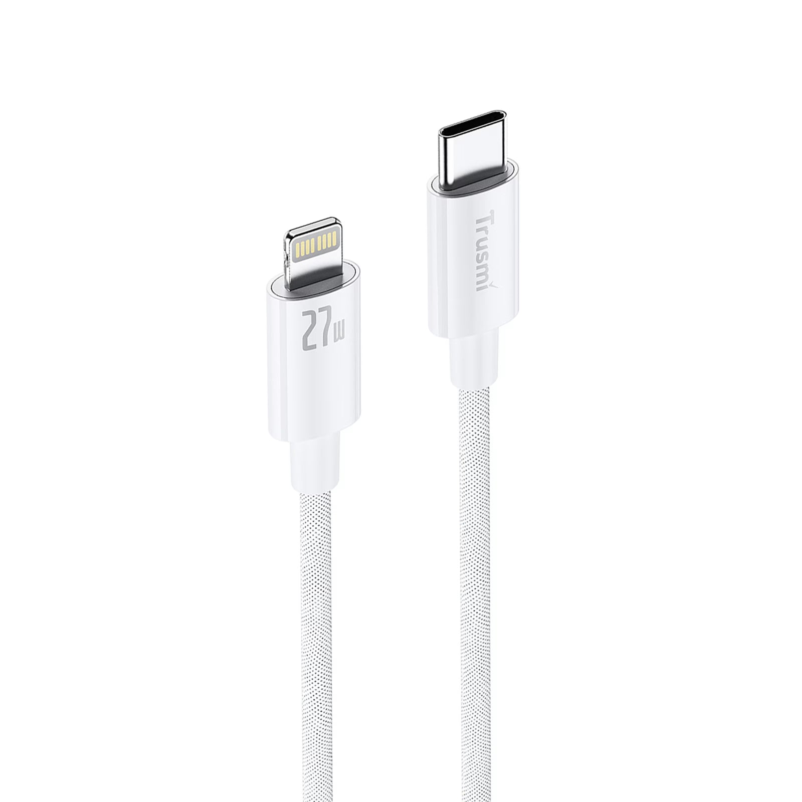 60W C To C Braided Charging Cable White 2M