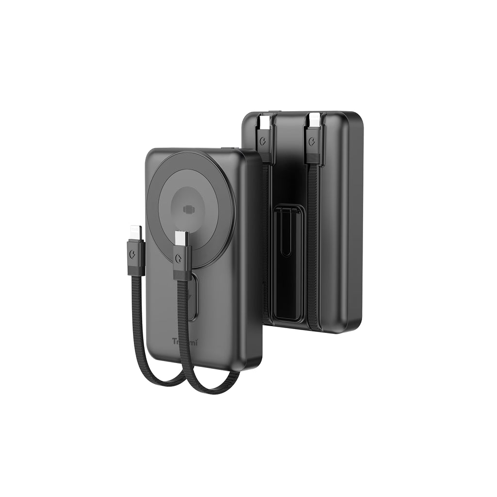 15W Magnetic Wireless Power Bank with C+L Cable Kickstand