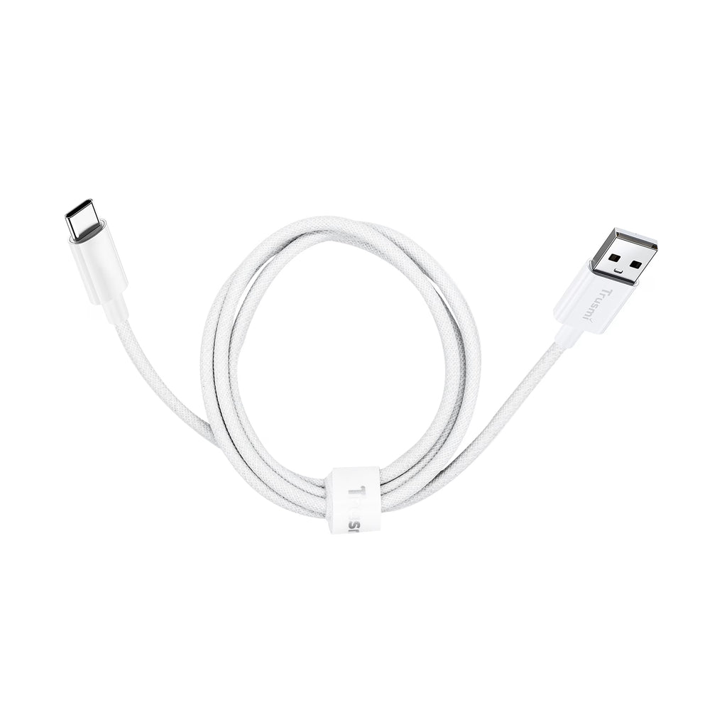 3A A To C Braided Charging Cable White 1M