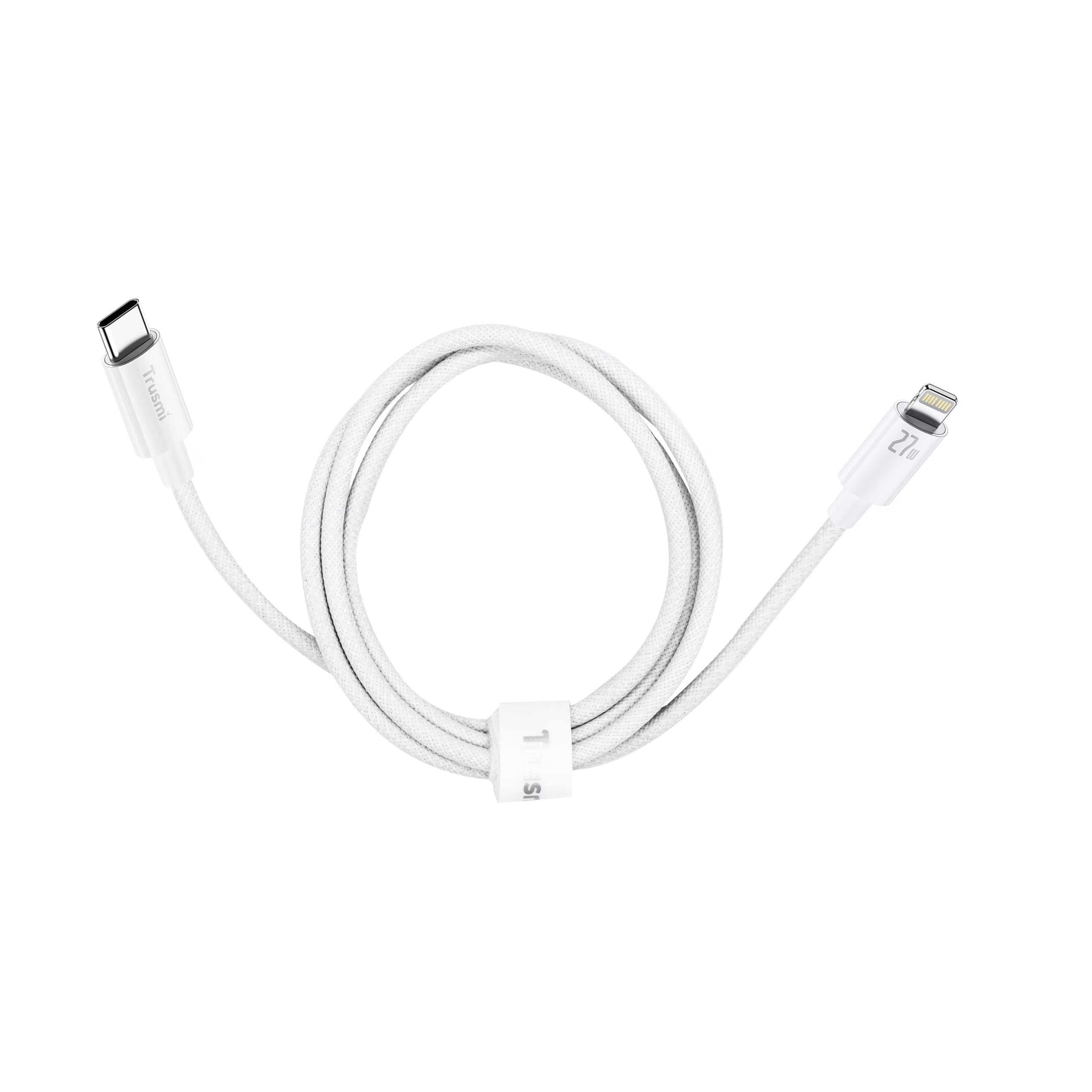 27W C To L Braided Charging Cable White 1M