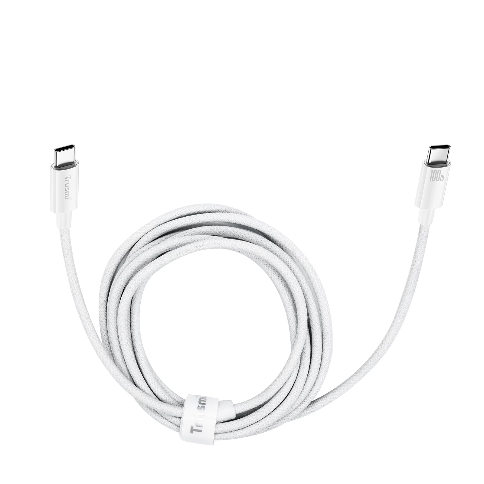 100W C To C Braided Charging Cable White 3M