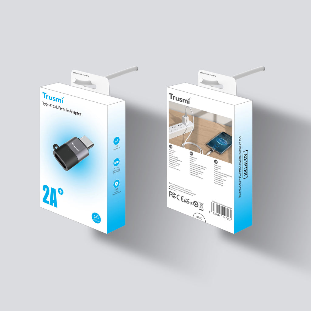 Type-C Male to L Female To Audio Charging Adapter Grey