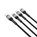 6W 3 in 1 C TO C/L/M 66W Braided Cable Black 1.2M