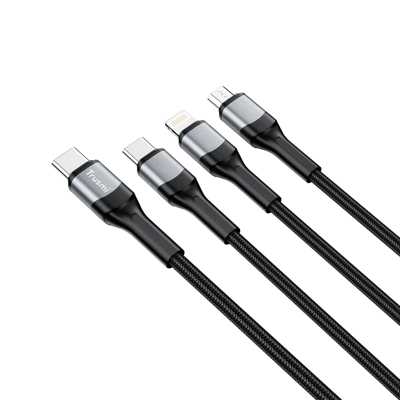6W 3 in 1 C TO C/L/M 66W Braided Cable Black 1.2M