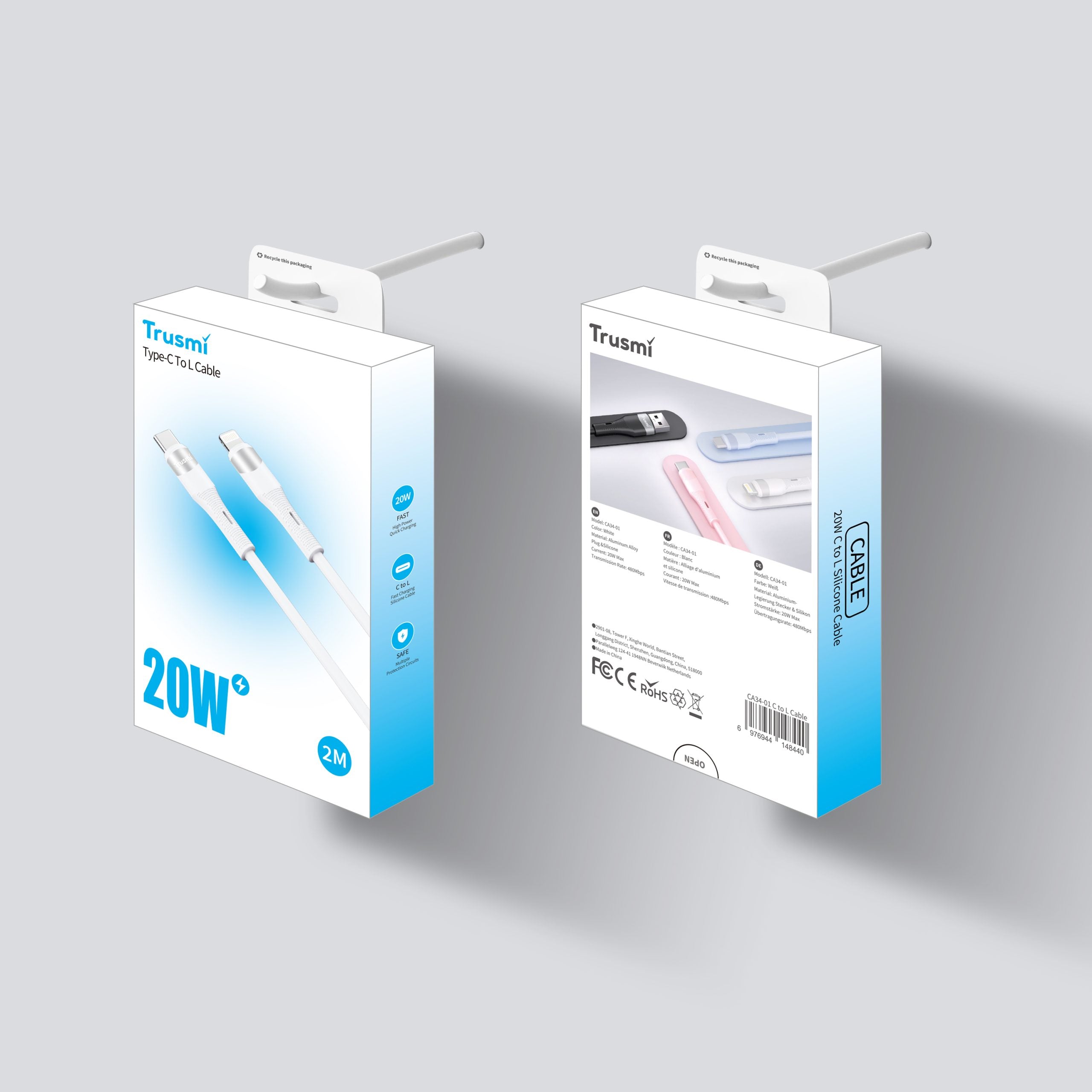 20W C To L Silicone Cable