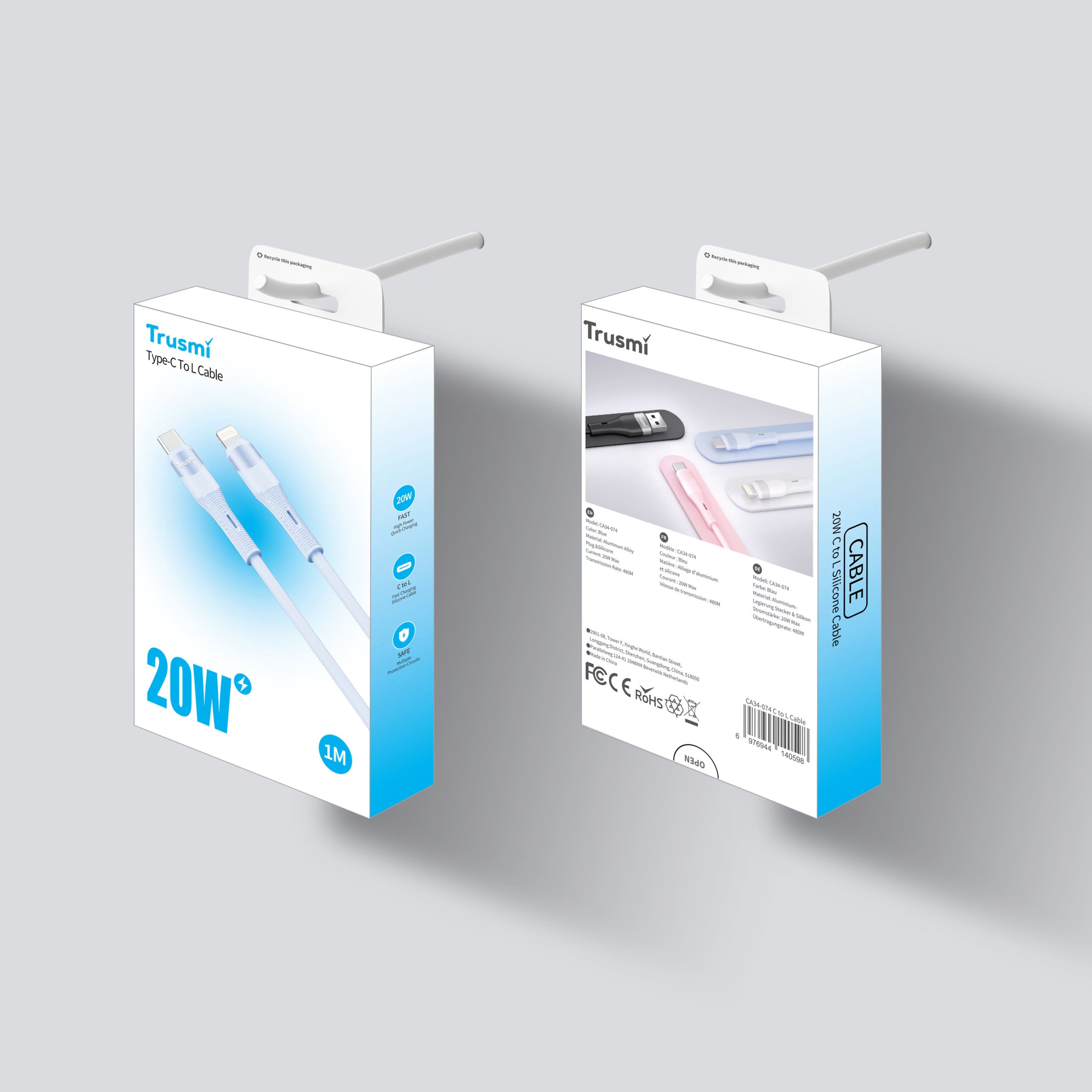 20W CL Silicone Charging Cable