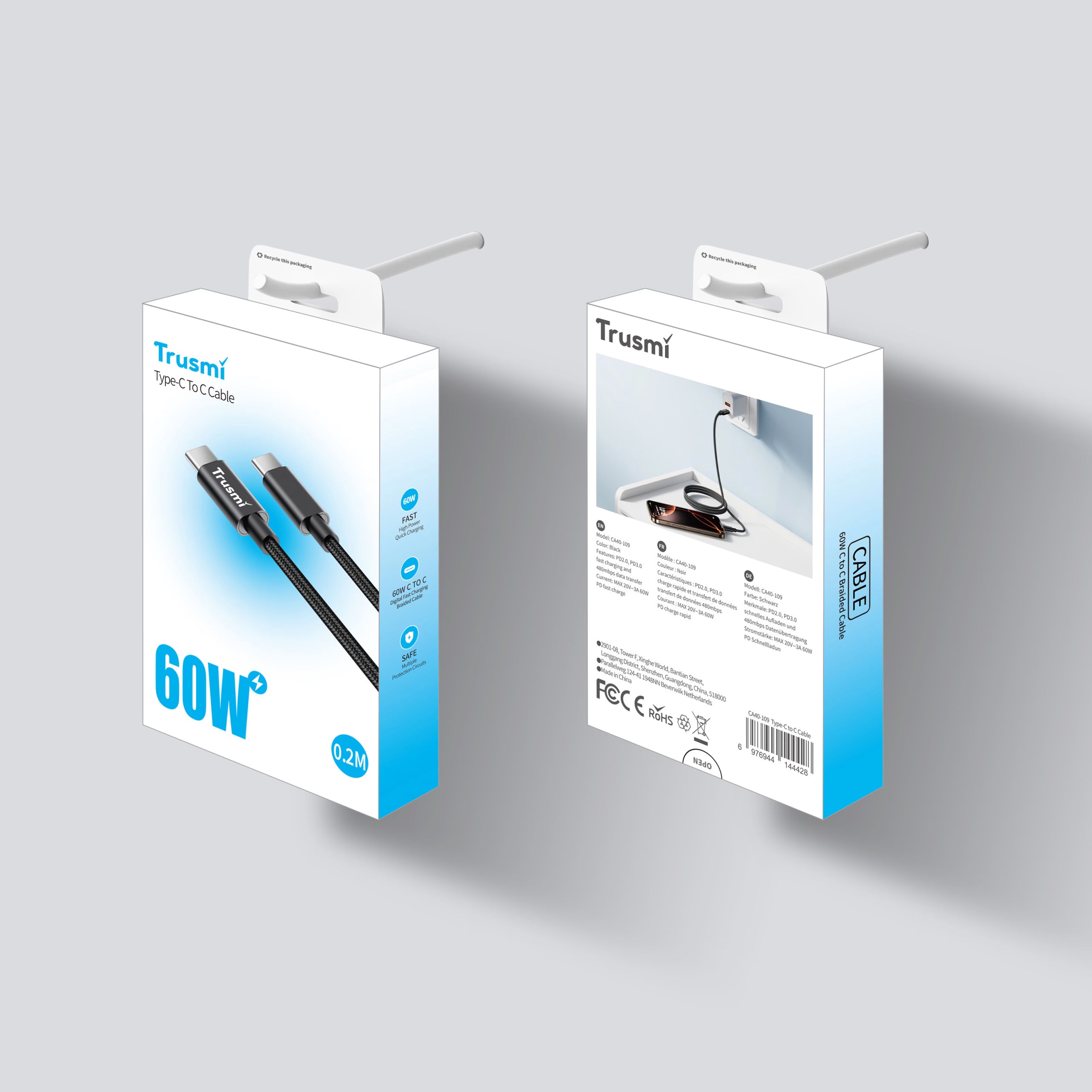 60W CC Braided Cable