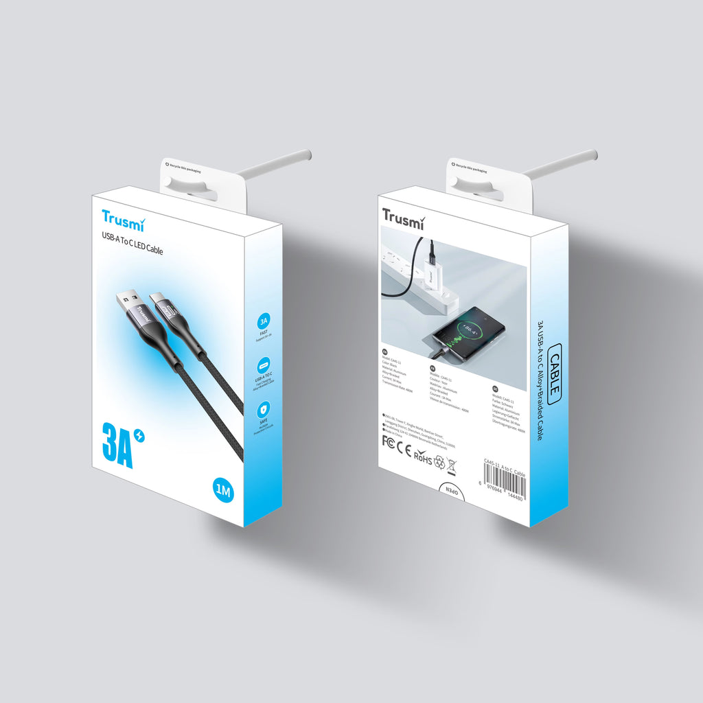 3A AC LED Aluminum Alloy Braided Cable