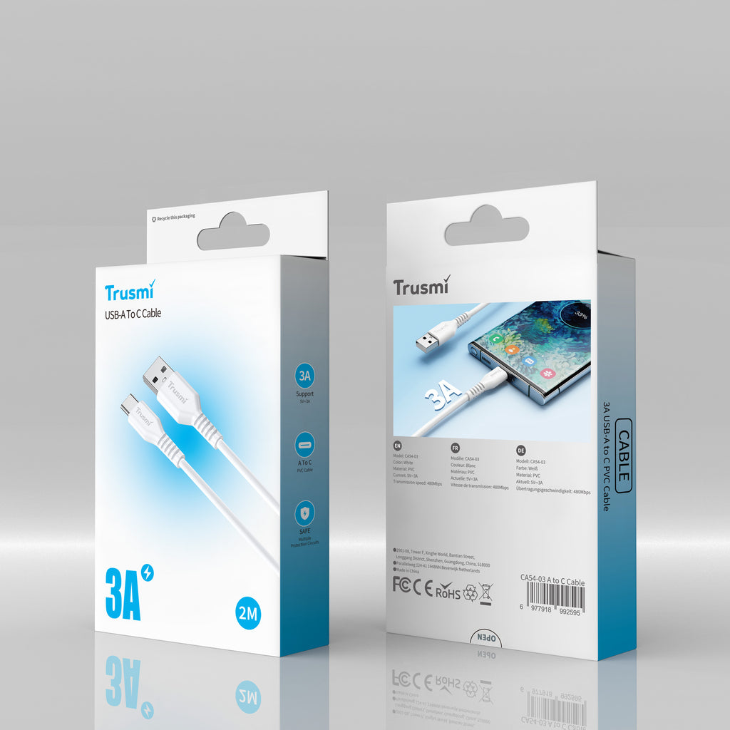 3A A To C Charging Cable White 2M