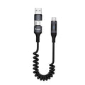 100W USB-A/C To C Car Spring Charging Cable with Digital Display 1.5M Black Support C...