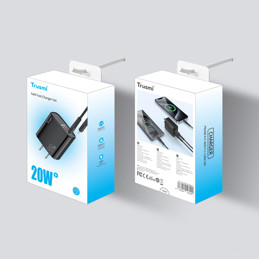 US Series PD20W AC GaN Fast Charger Set with CL Cable