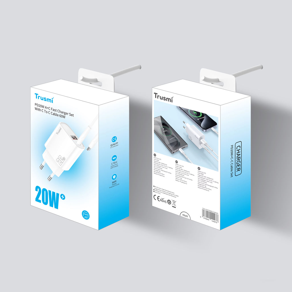 EU Series PD20W AC GaN Fast Charger Set with CL Cable