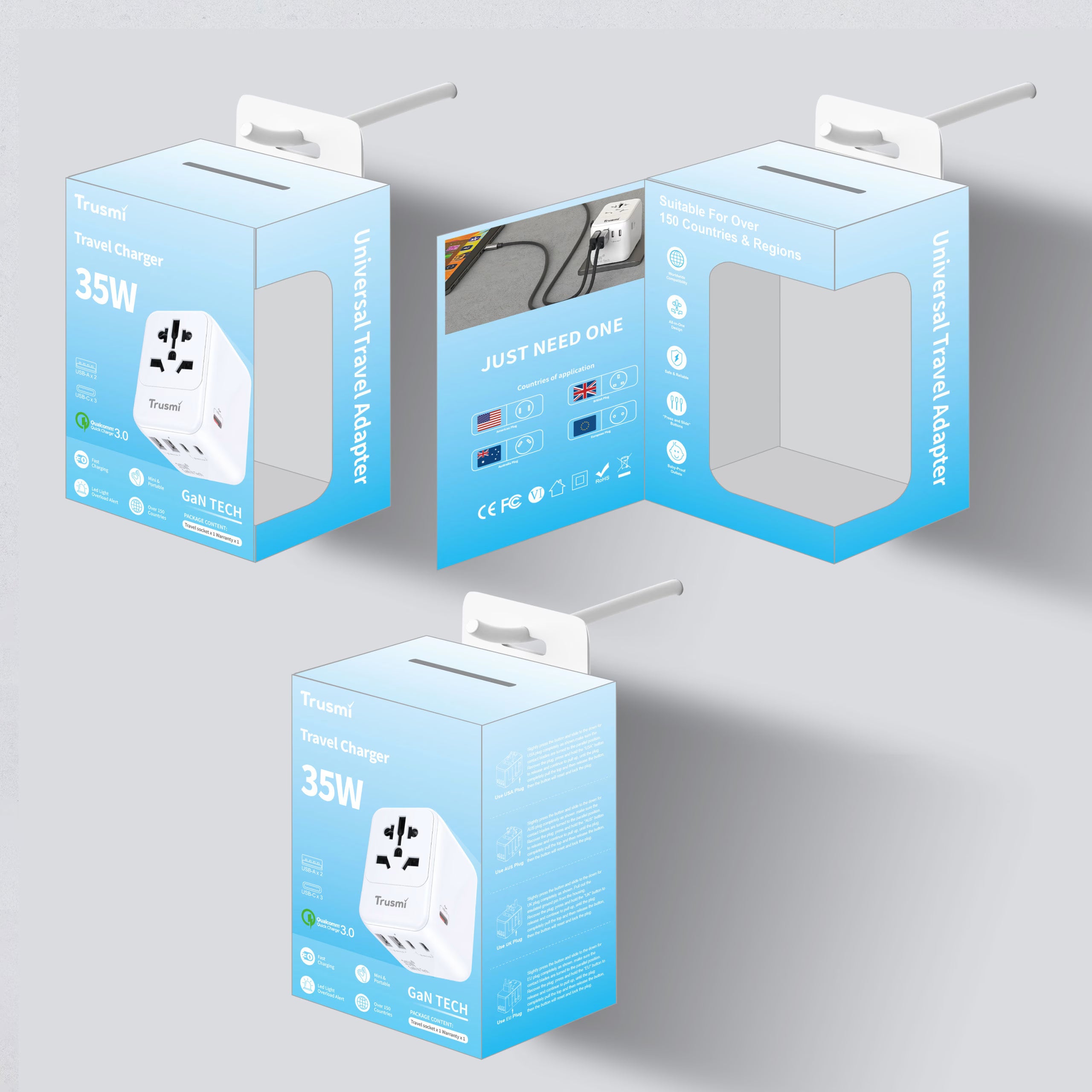 35W 3C2A Travel Adapter Charger