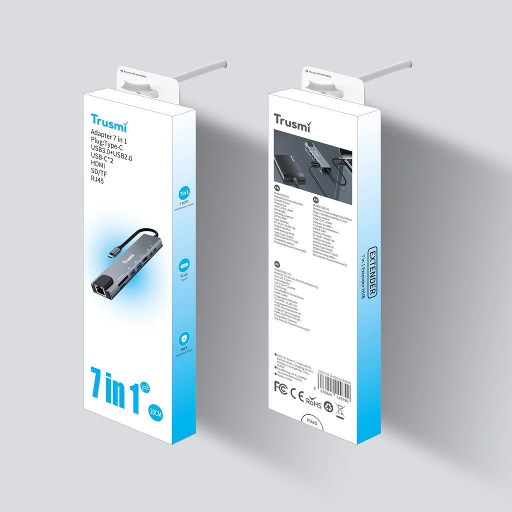 8 in 1 Type-C to USB 3.0*2+Type-C*2+HDMI+RJ45+SD/TF PD100W
