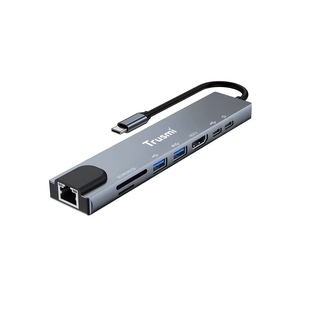 8 in 1 Type-C to USB 3.0*2+Type-C*2+HDMI+RJ45+SD/TF PD100W