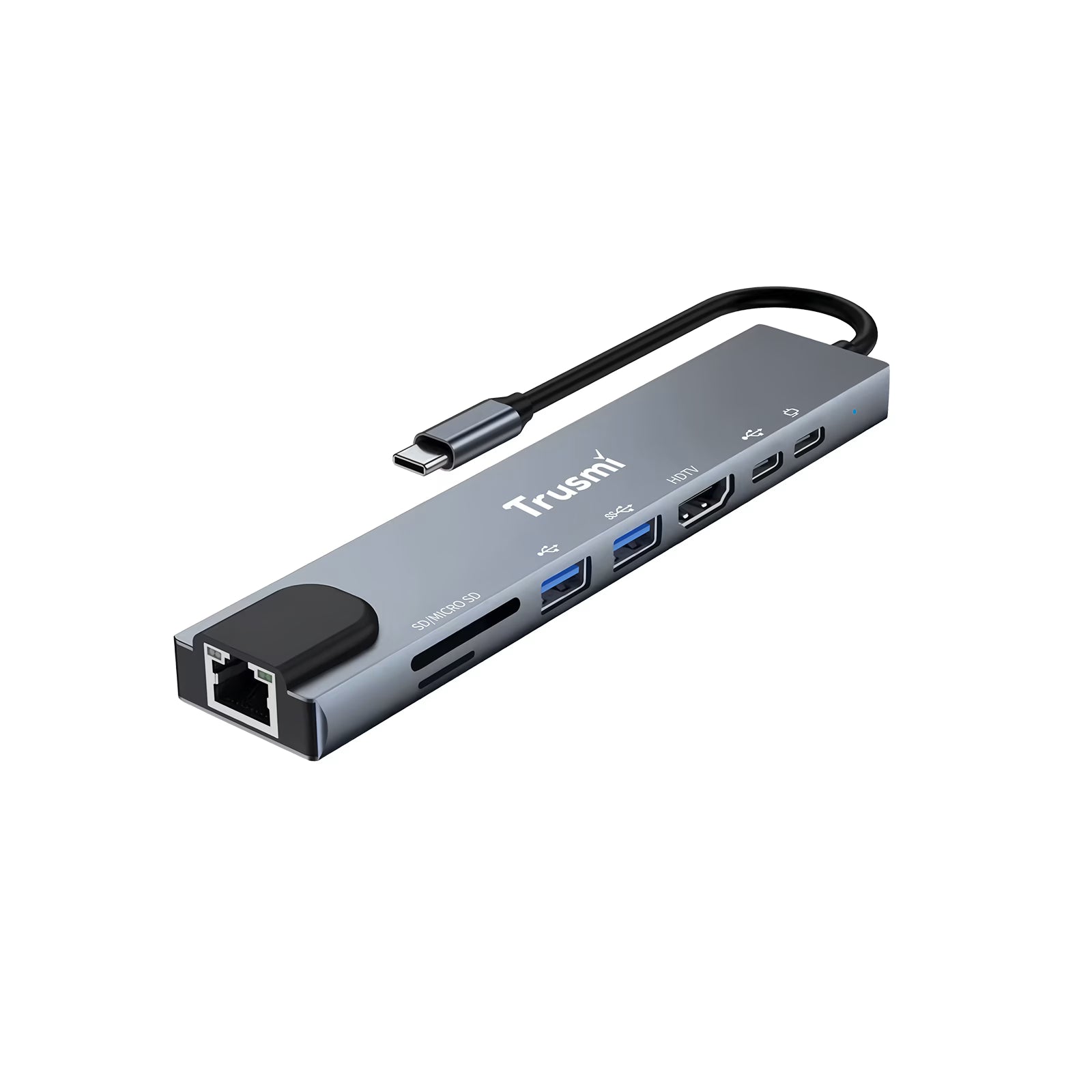 8 in 1 Type-C to USB 3.0*2+Type-C*2+HDMI+RJ45+SD/TF PD100W