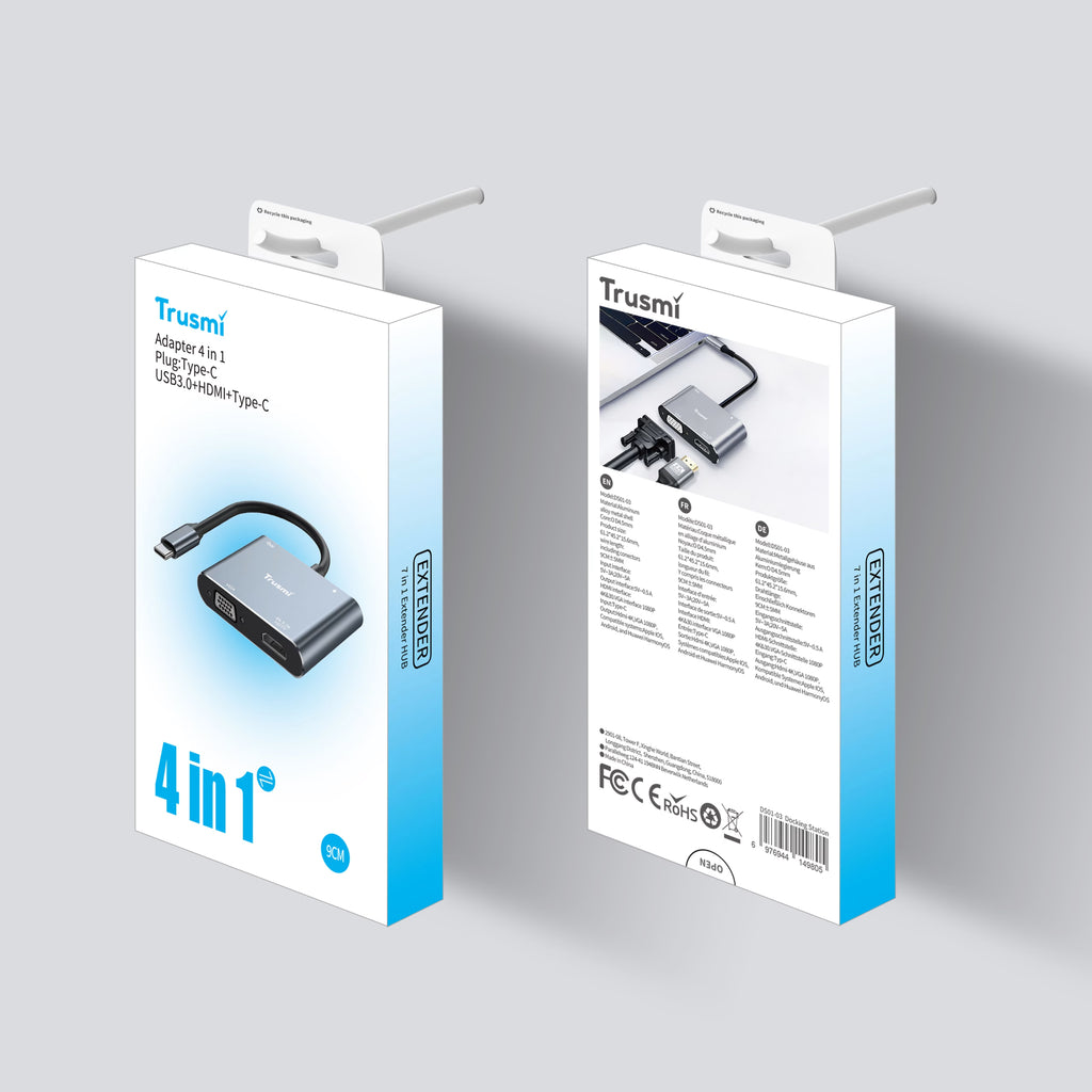 Type-C to HDMi+VGA Converter+USB3.0+PD100W