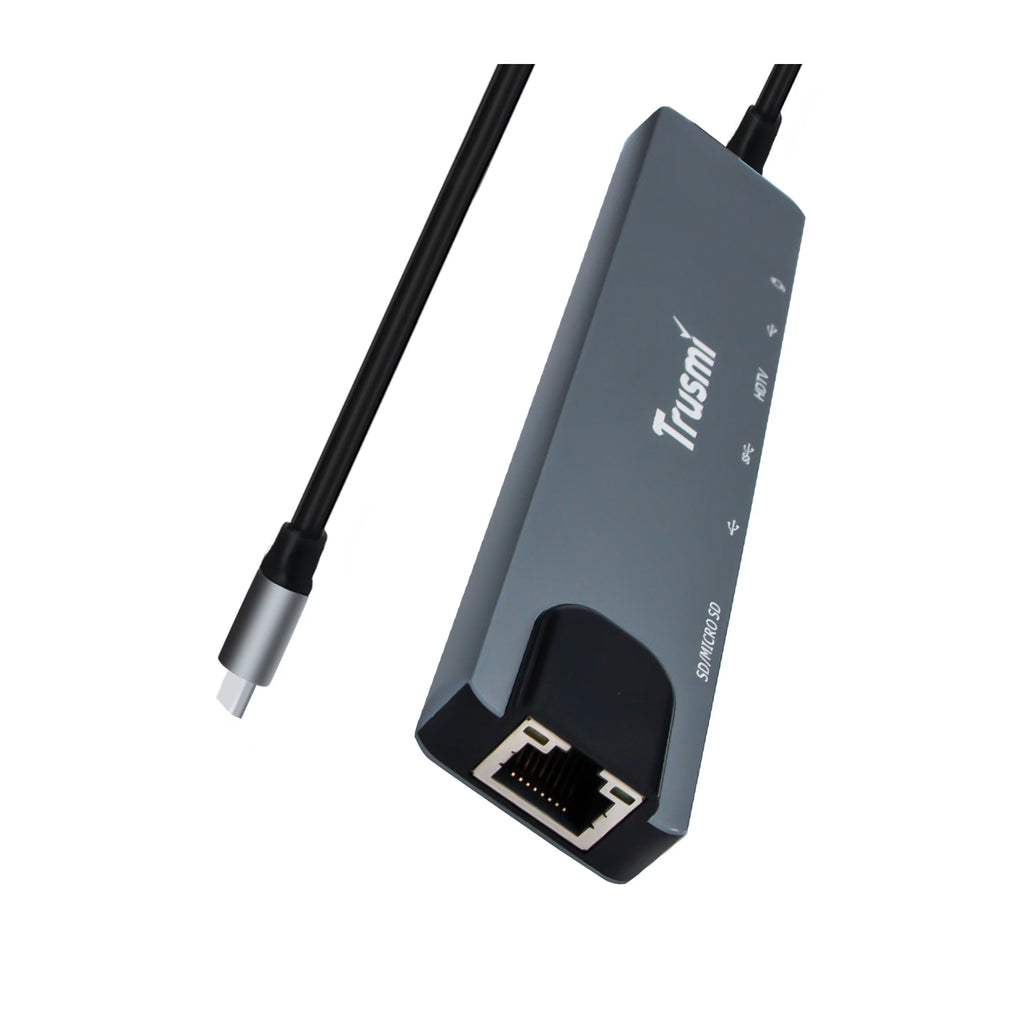 8 in 1 Type-C to USB 3.0*2+Type-C*2+HDMI+RJ45+SD/TF PD100W