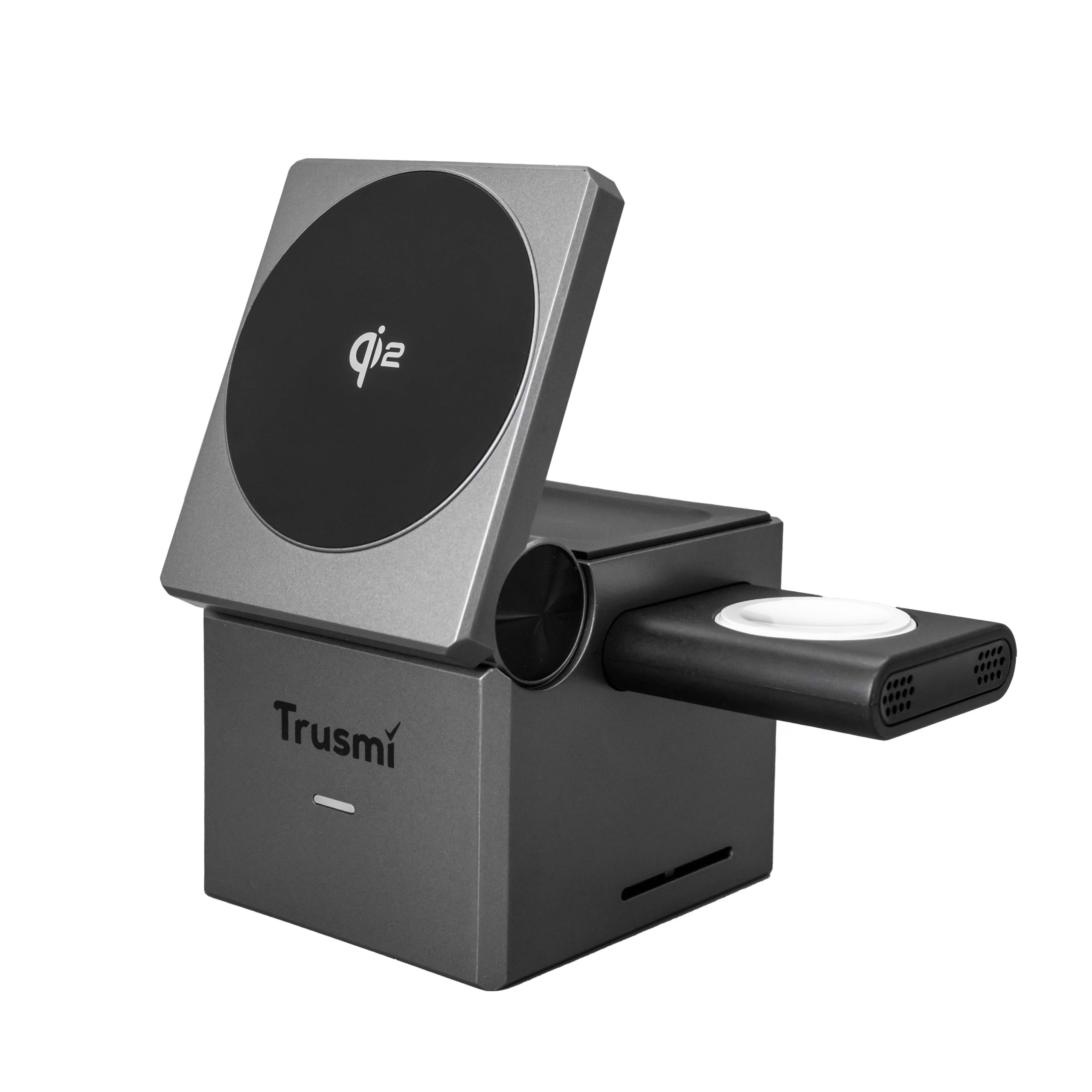 Wireless Charging Station Gray 3-in-1 Cube