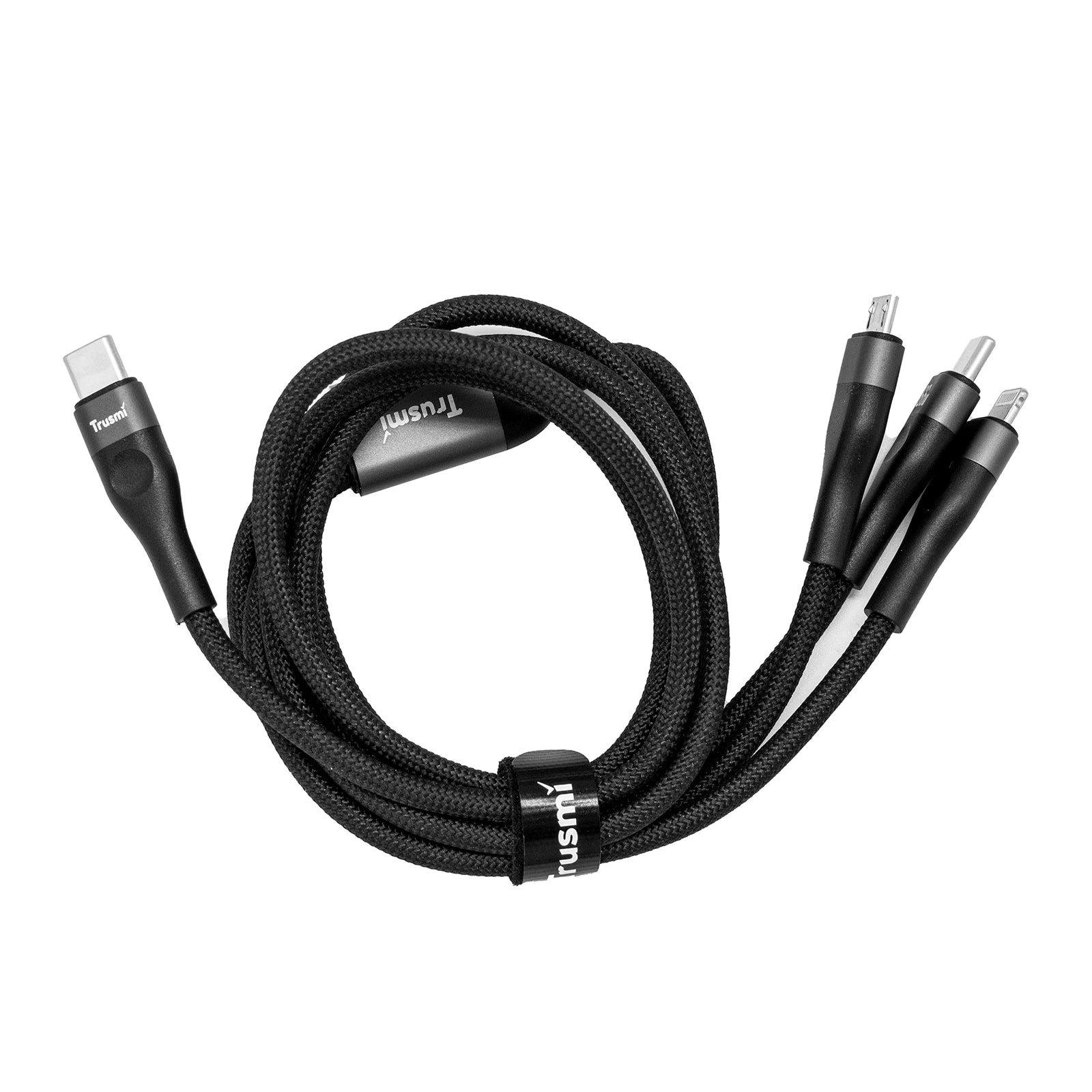 6W 3 in 1 C TO C/L/M 66W Braided Cable Black 1.2M