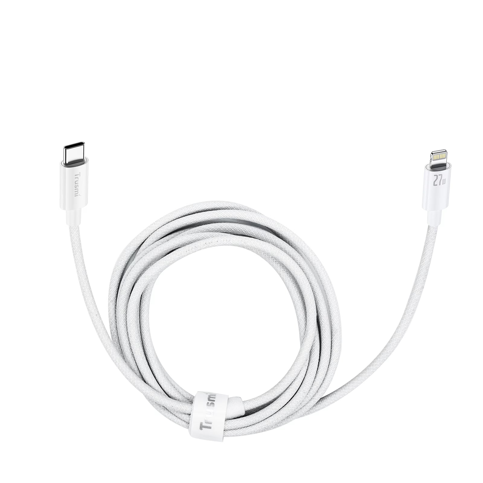 27W C To L Braided Charging Cable White 2M