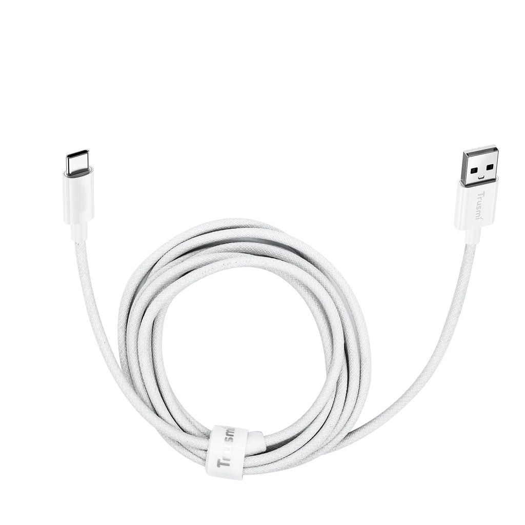 60W C To C Braided Charging Cable White 1M