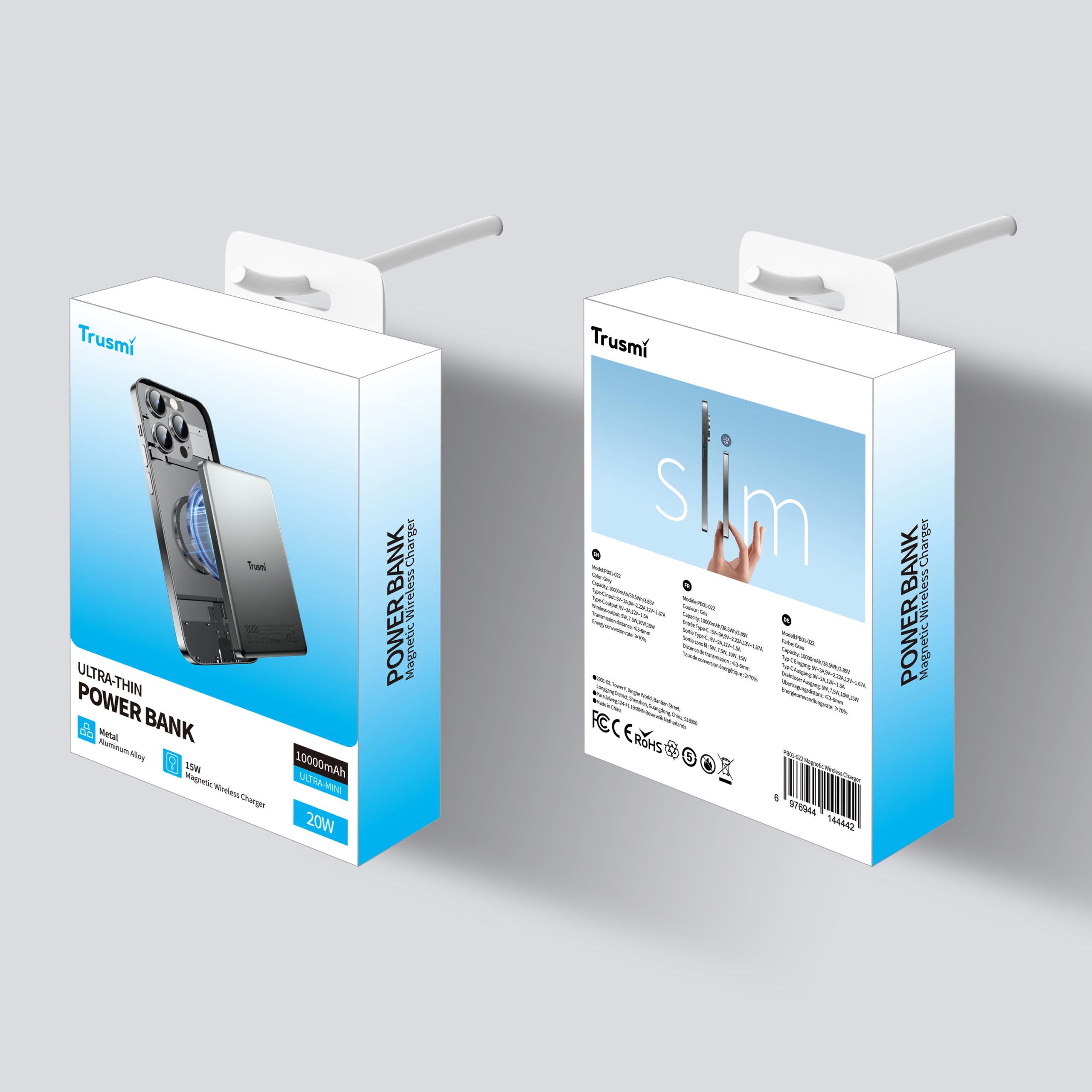 10000 MAH Ultra Thin Magnatic Wireless Power Bank 20W