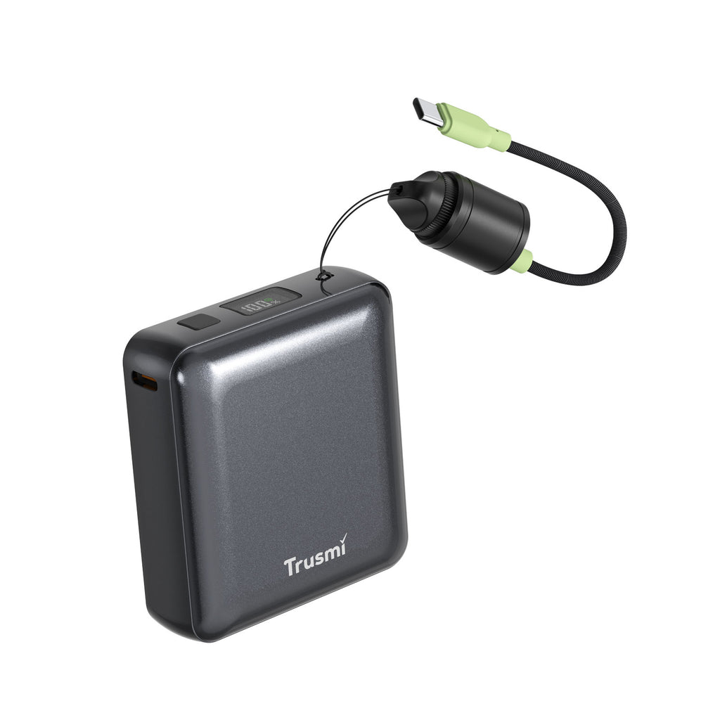 PD22.5W Single C Digital Display Power Bank 10000mAh with C to C Cable Grey