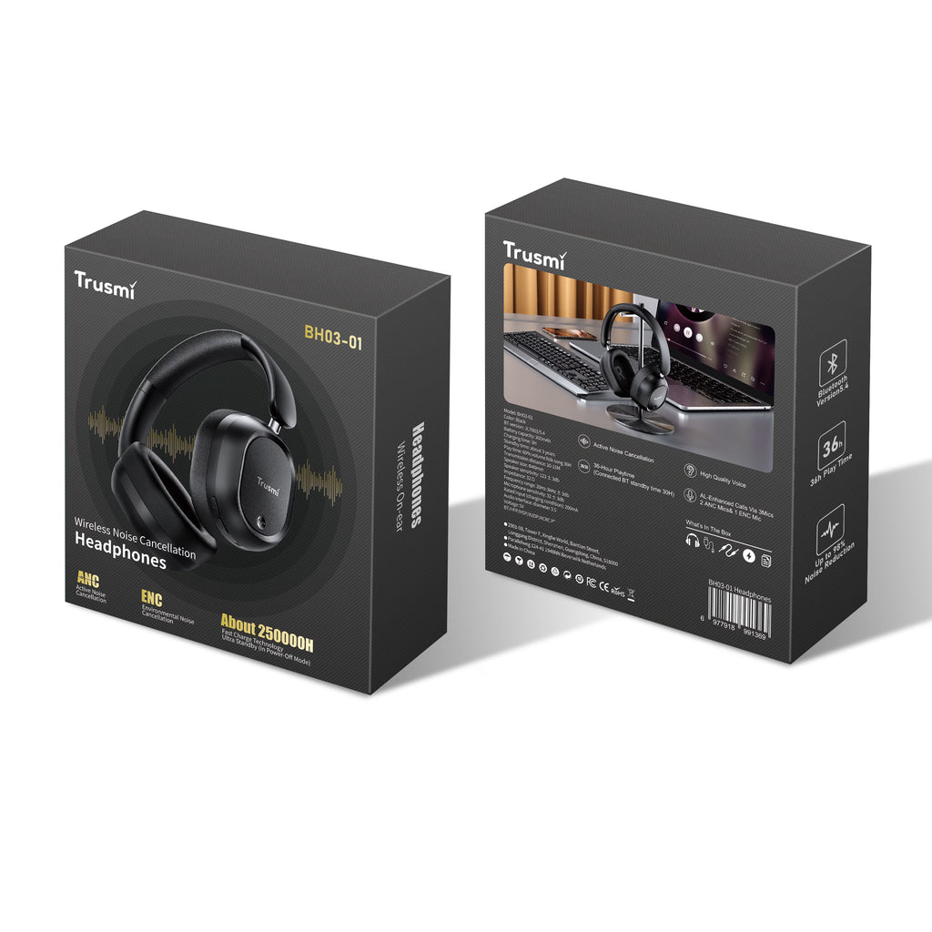 Stylish Wireless Bluetooth Headset Black