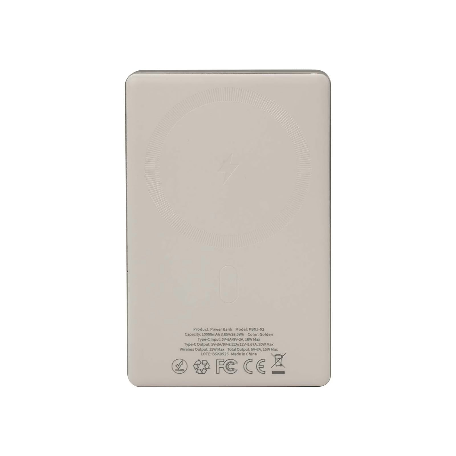 PD20W Ultra-thin Magnetic Wireless Charging Power Bank 10000mAh Titanium Gold